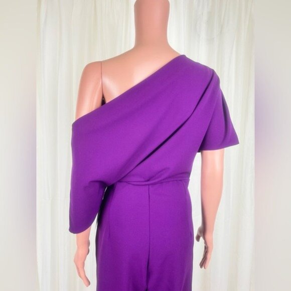 NWT Alexia Admor Draped One-Shoulder Jumpsuit Unitard Size Medium Plumtastic - Picture 8 of 15